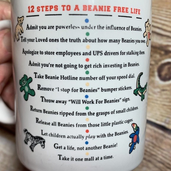 VTG Beanie Babies Coffee Mug Beanie Ford Clinic / 12 Steps to a Beanie Free Life - Picture 2 of 7